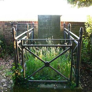 Tomb surrounded by iron railings